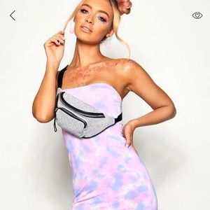 Pastel Tie Dye Slinky Bandeau Bodycon Dress